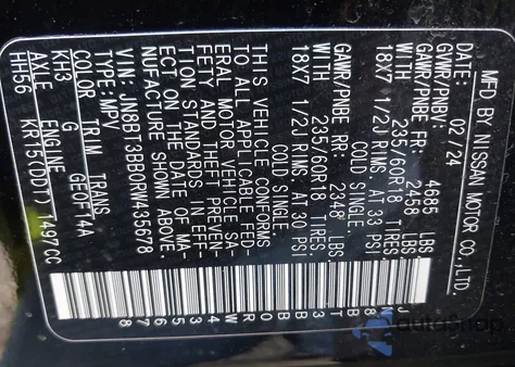 2024 Nissan Rogue Sv Intelligent Awd from USA, damaged, VIN JN8BT3BB0RW435678